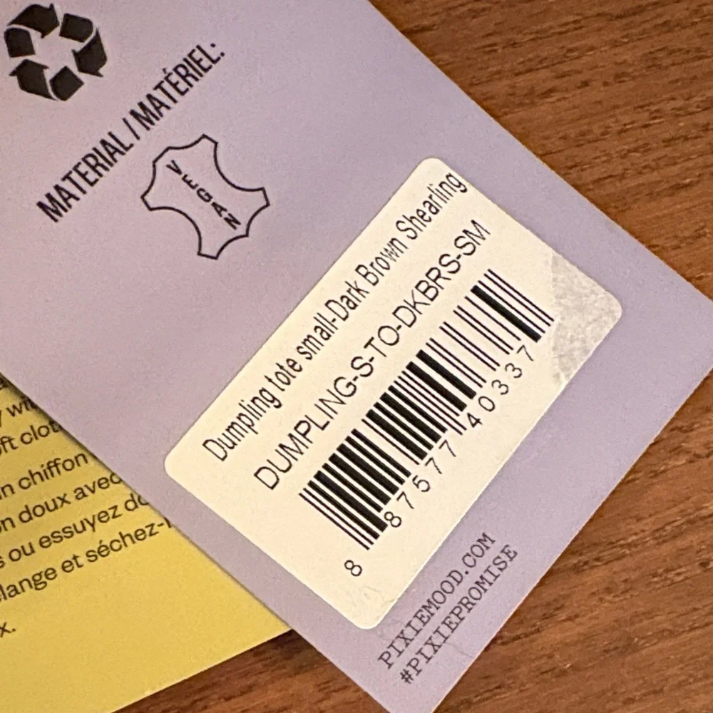 NWT PIXIE MOOD - Small Dumpling Tote in Dark Brown Shearling - Picture 12 of 15